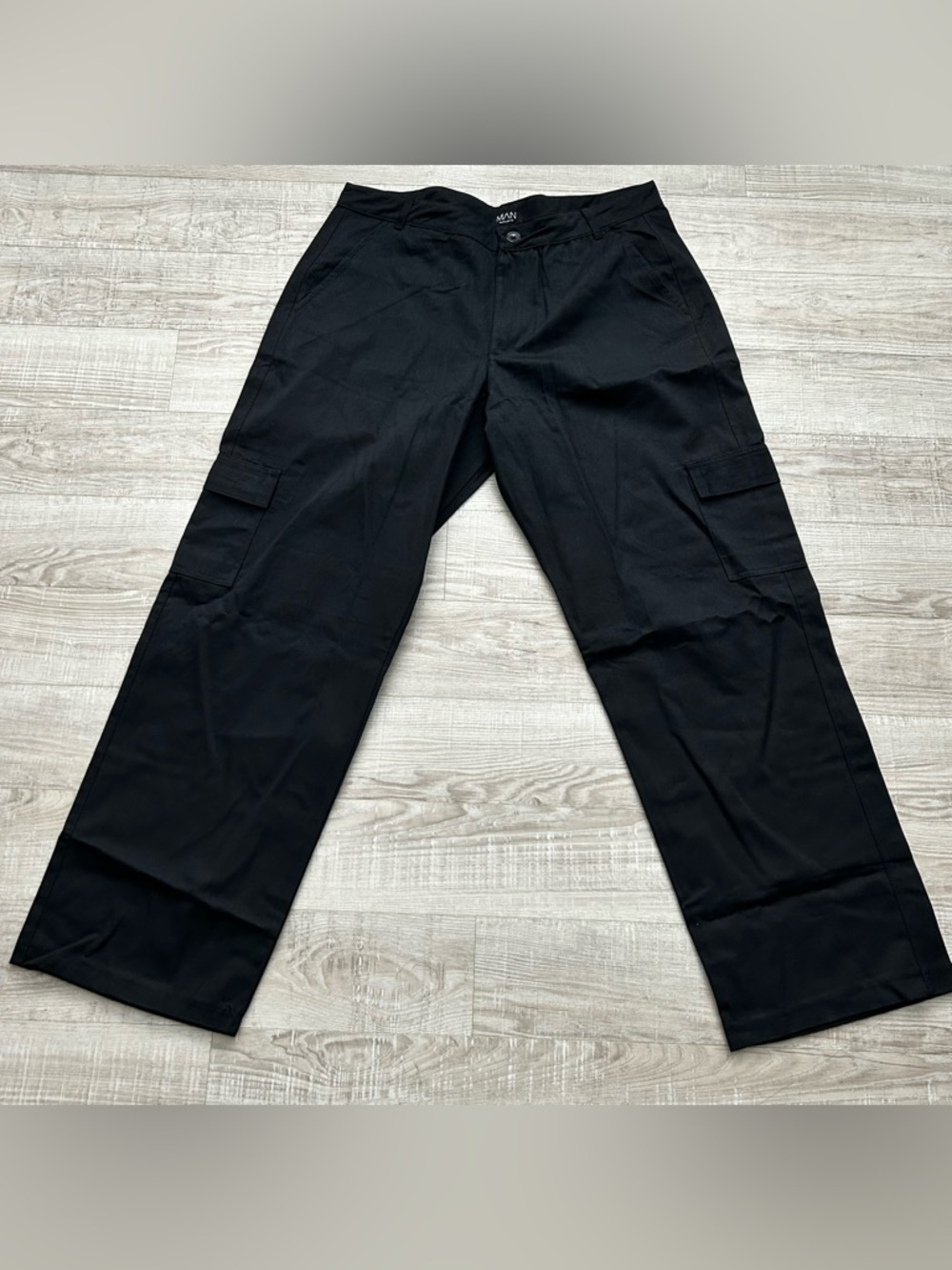 Boohooman Black Cargo Trousers - Utility Pockets